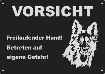 Aluminium Warnschild Altdeutscher Schäferhund VORSICHT Freilaufender Hund! Betreten auf eigene Gefahr!